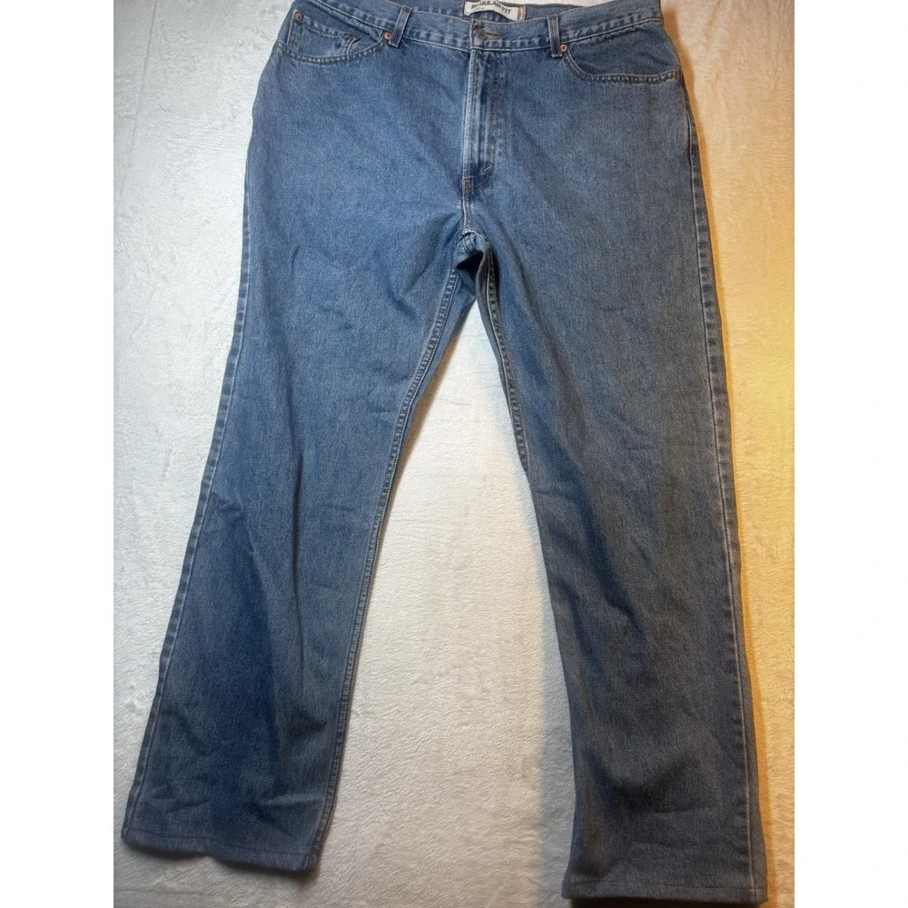 Levi's 505 Regular Fit Jeans Mens 40x32 Blue‎ Flex Denim Workwear Hemmed